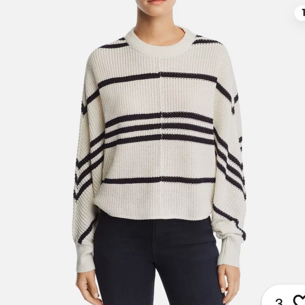 Aqua oversized striped cropped sweater sz XS‎